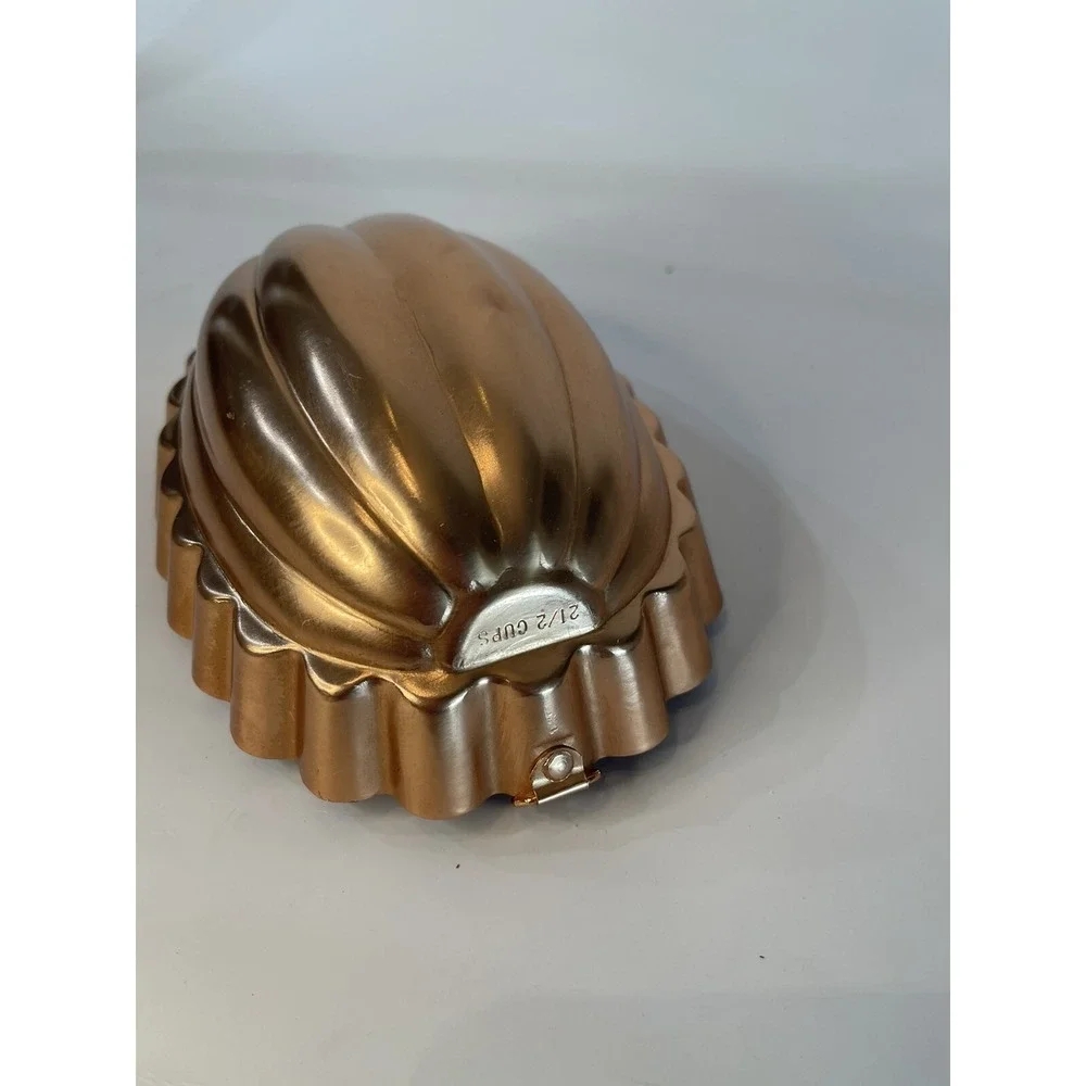 Vintage Copper  Plated Jello Mold 2 1/2 cups - Melon Shaped